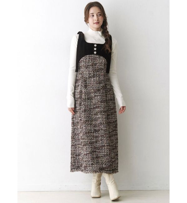 CALNAMUR「クラシックツイードロングワンピース」|ワンピース|