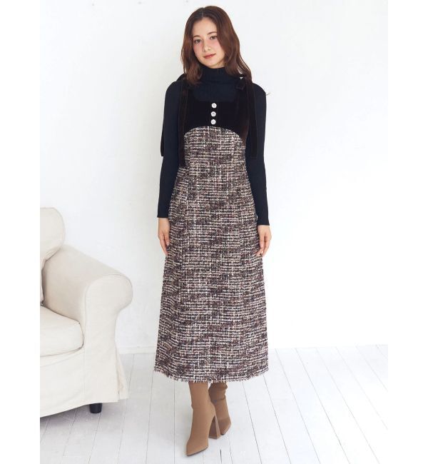 CALNAMUR「クラシックツイードロングワンピース」|ワンピース|