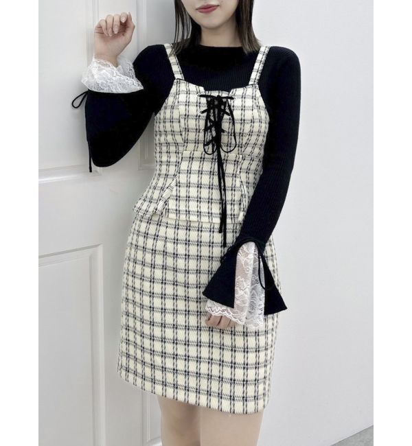 dazzlin「レースアップビスチェミニワンピース」|ワンピース|アイボリー