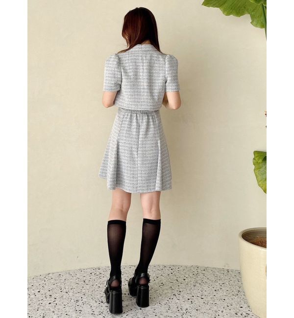 MERCURYDUO「カットアウトツイードミニマーメイドワンピース」|ワンピース|