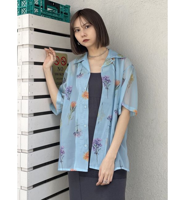 MURUA「フラワーシアーオープンカラーシャツ【WEB限定】」|シャツ・ブラウス|