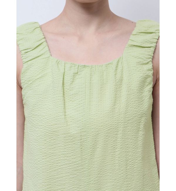 Ungrid「スクエアネックギャザーデザインロンパース」|オールインワン|