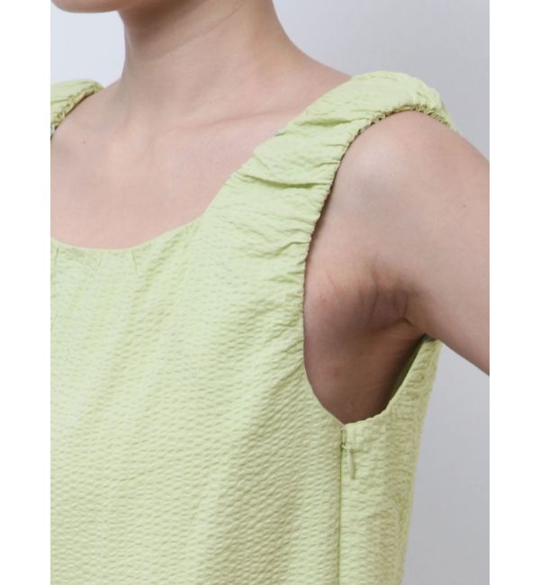 Ungrid「スクエアネックギャザーデザインロンパース」|オールインワン|