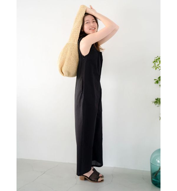 Ungrid「スクエアネックギャザーデザインロンパース」|オールインワン|