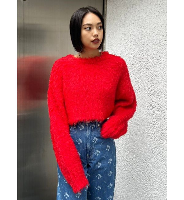 EVRIS「カラーシャギークロップドニットトップス」|ニット・セーター|