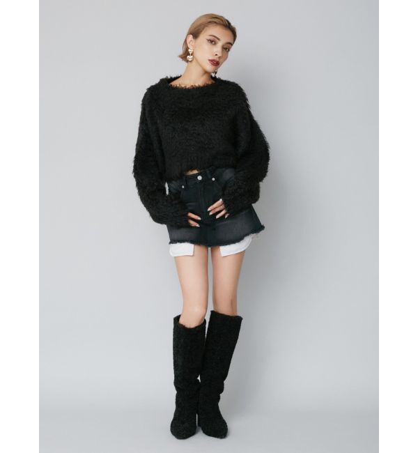 EVRIS「カラーシャギークロップドニットトップス」|ニット・セーター|