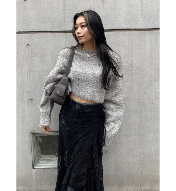 EVRIS「カラーシャギークロップドニットトップス」|ニット・セーター|