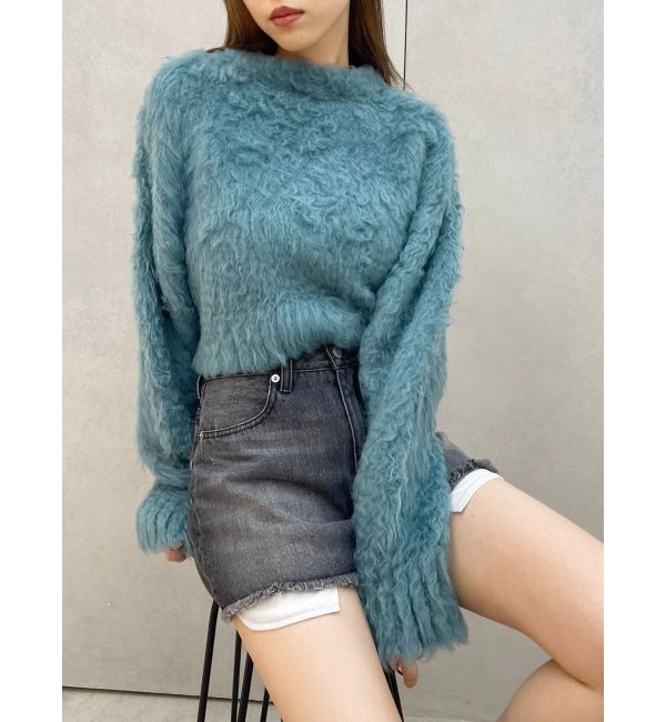 EVRIS「カラーシャギークロップドニットトップス」|ニット・セーター|