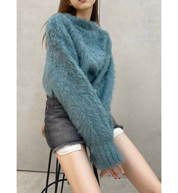 EVRIS「カラーシャギークロップドニットトップス」|ニット・セーター|