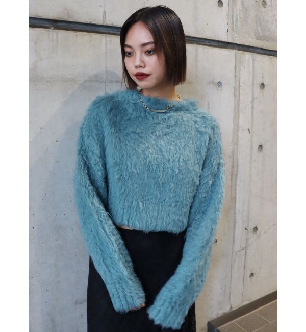 EVRIS「カラーシャギークロップドニットトップス」|ニット・セーター|