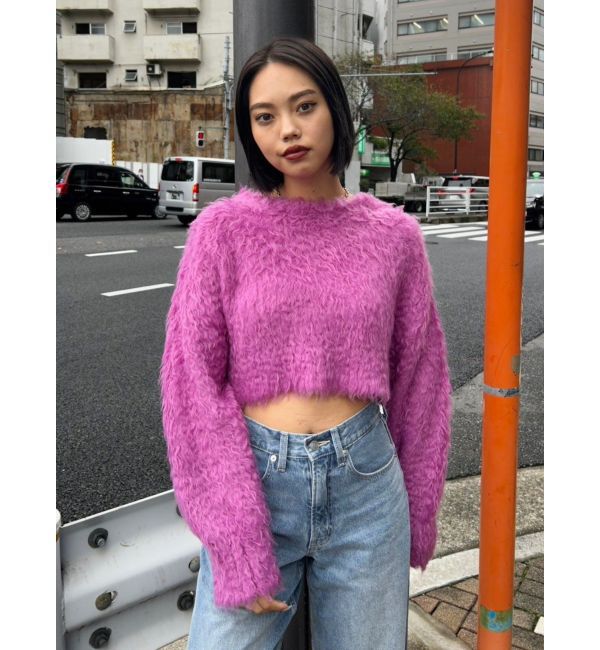 EVRIS「カラーシャギークロップドニットトップス」|ニット・セーター|