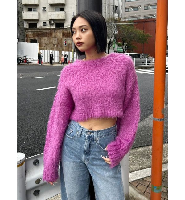 EVRIS「カラーシャギークロップドニットトップス」|ニット・セーター|