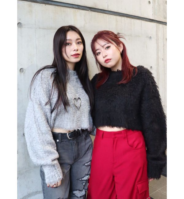 EVRIS「カラーシャギークロップドニットトップス」|ニット・セーター|