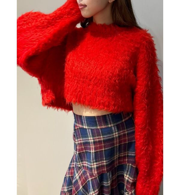 EVRIS「カラーシャギークロップドニットトップス」|ニット・セーター|