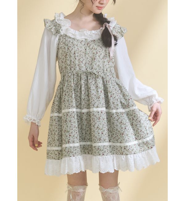 merry jenny「petit flowerフレアミニワンピース」|ワンピース|グリーン