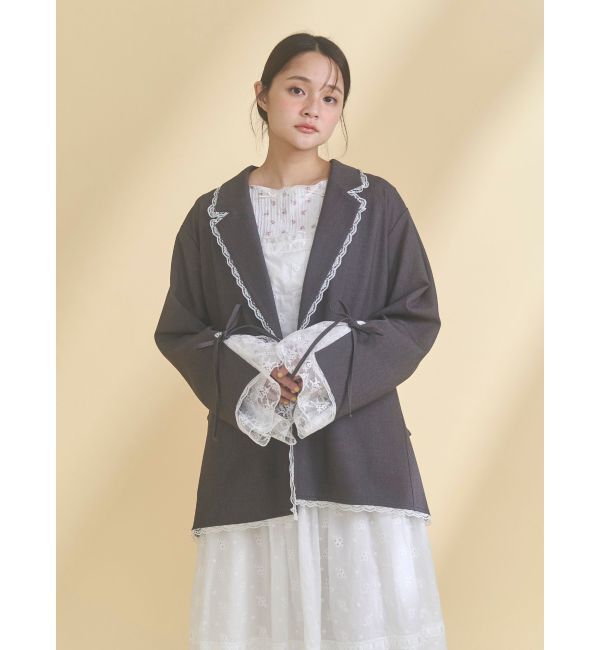 merry jenny「lace slit ribbon jacket」|テーラードジャケット|