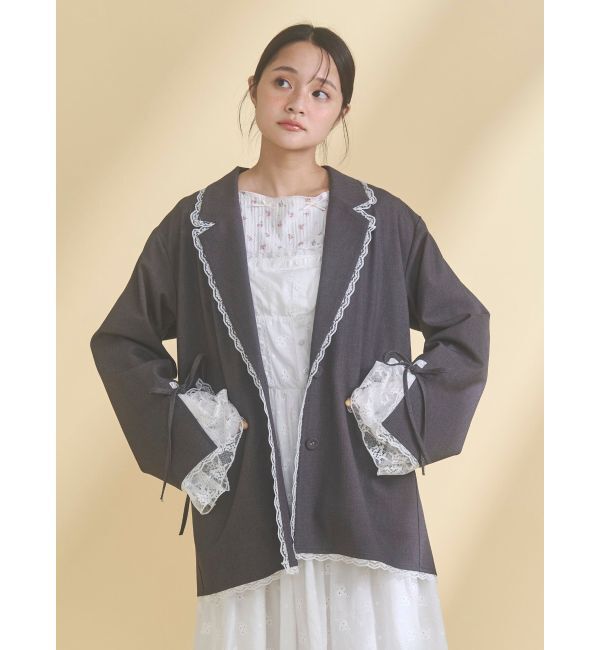 merry jenny「lace slit ribbon jacket」|テーラードジャケット|