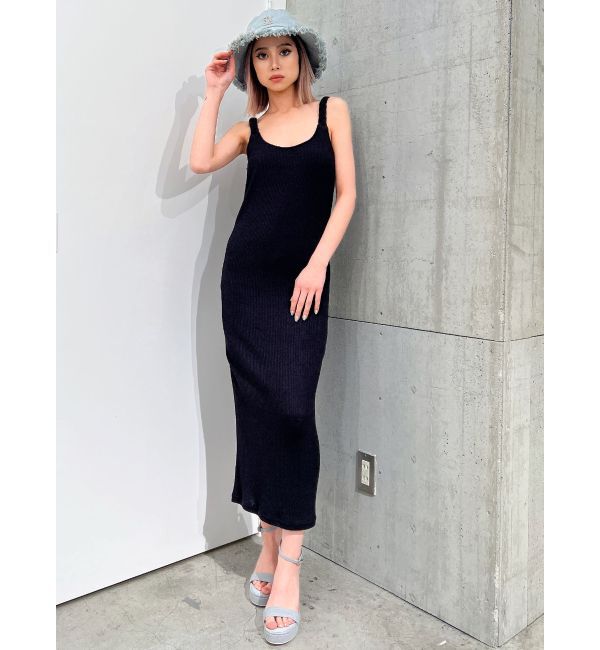 GYDA「TWISTショルダーストラップソフトタッチロングワンピース」|ワンピース|