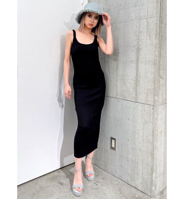 GYDA「TWISTショルダーストラップソフトタッチロングワンピース」|ワンピース|