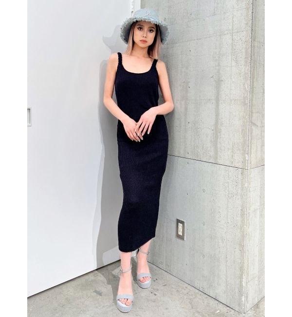 GYDA「TWISTショルダーストラップソフトタッチロングワンピース」|ワンピース|