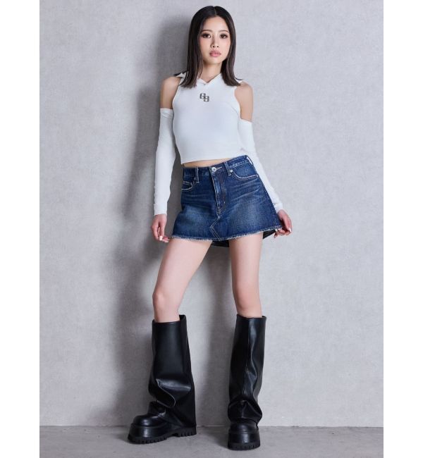 GYDA「Vintageデニムスカートライクショートパンツ」|スカート|