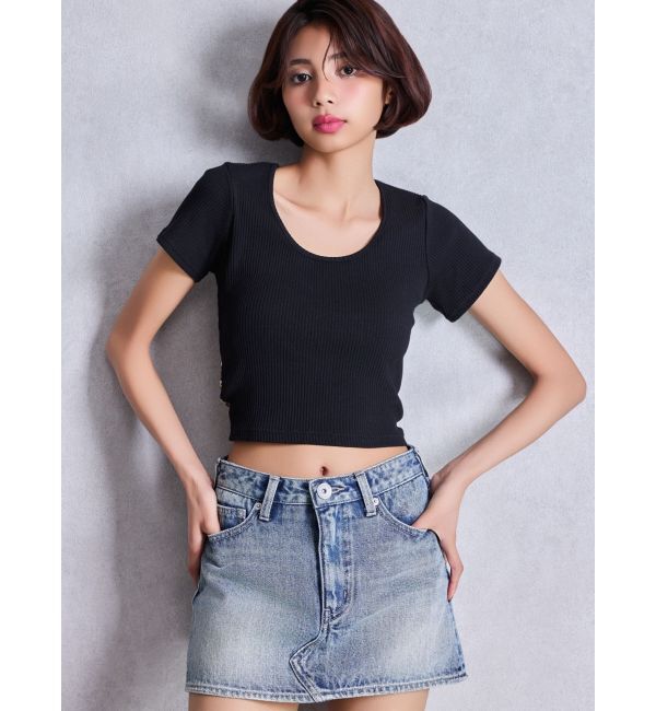 GYDA「Vintageデニムスカートライクショートパンツ」|スカート|