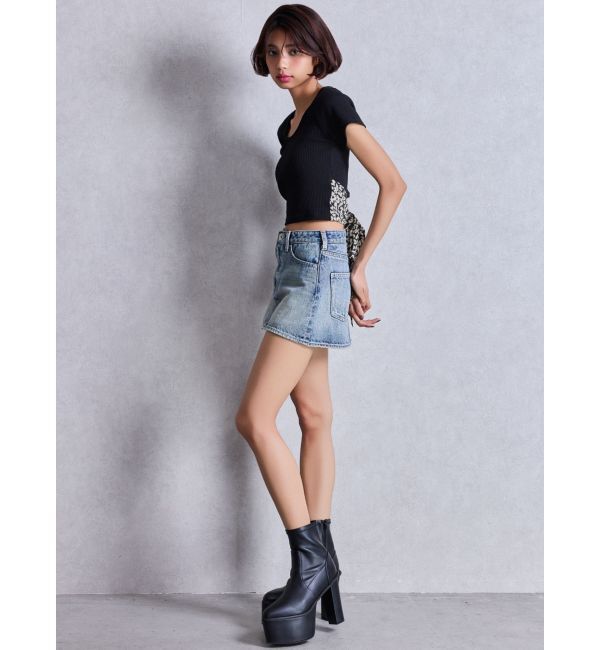 GYDA「Vintageデニムスカートライクショートパンツ」|スカート|