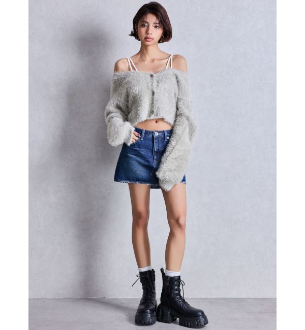 GYDA「Vintageデニムスカートライクショートパンツ」|スカート|