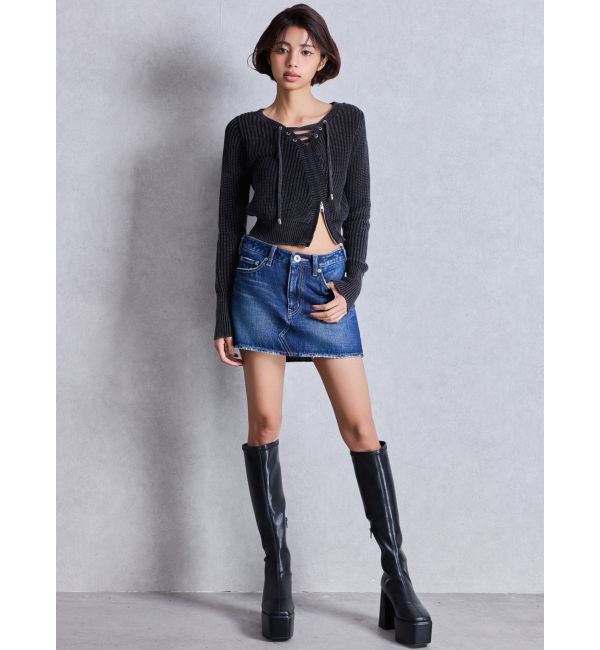 GYDA「Vintageデニムスカートライクショートパンツ」|スカート|