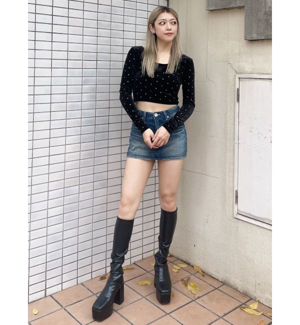 GYDA「Vintageデニムスカートライクショートパンツ」|スカート|