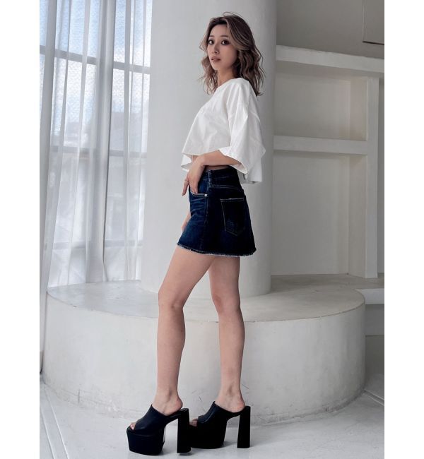 GYDA「Vintageデニムスカートライクショートパンツ」|スカート|