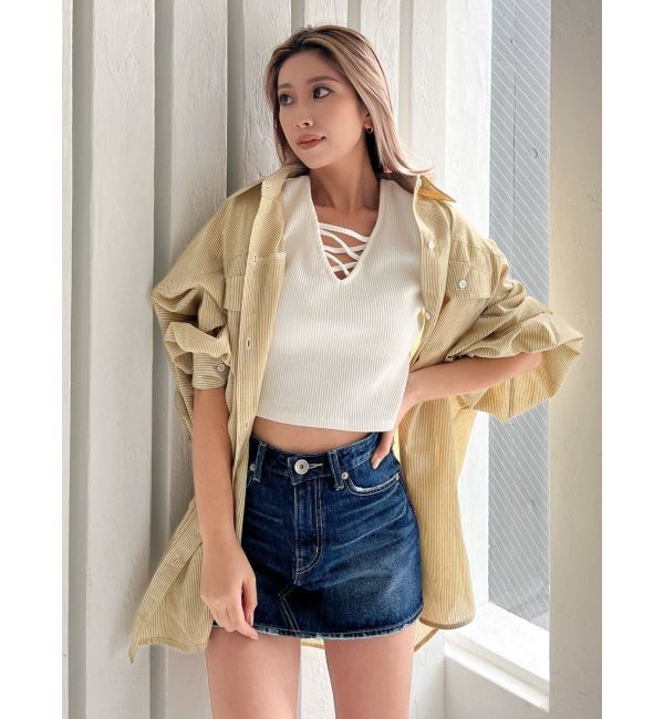 GYDA「Vintageデニムスカートライクショートパンツ」|スカート|