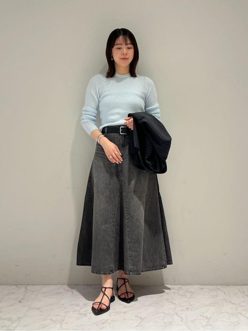 Mila Owen「後ろゴムマチデザインフレアデニムスカート【ウォッシャブル】」|スカート|