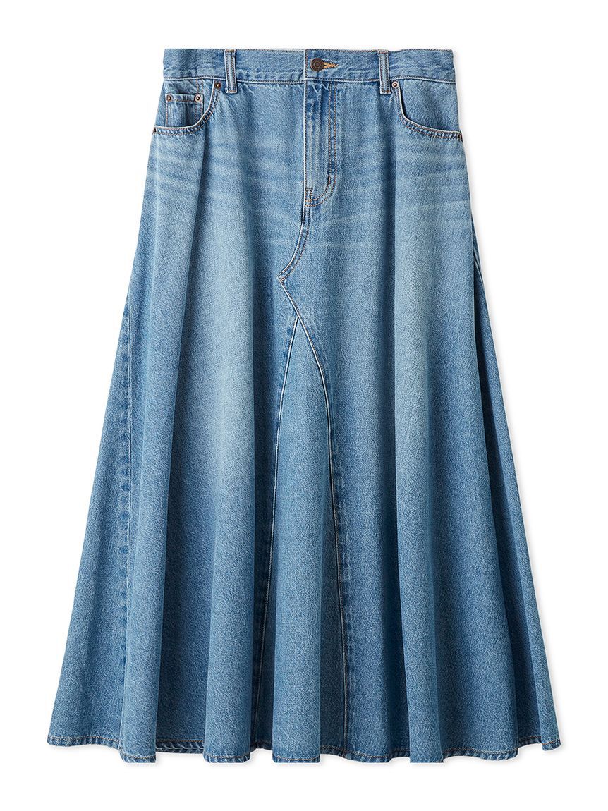Mila Owen「後ろゴムマチデザインフレアデニムスカート【ウォッシャブル】」|スカート|