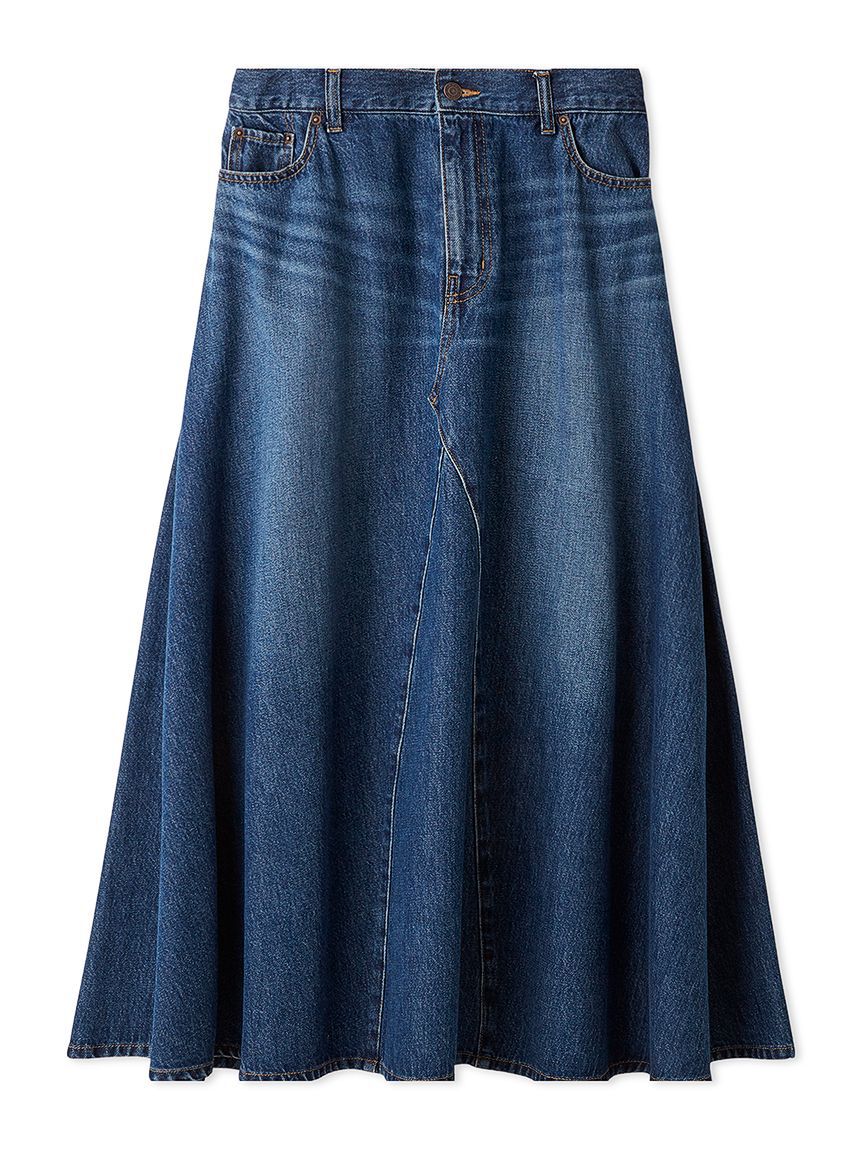 Mila Owen「後ろゴムマチデザインフレアデニムスカート【ウォッシャブル】」|スカート|