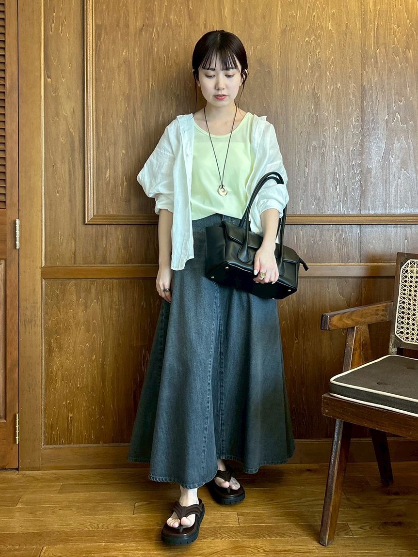 Mila Owen「後ろゴムマチデザインフレアデニムスカート【ウォッシャブル】」|スカート|