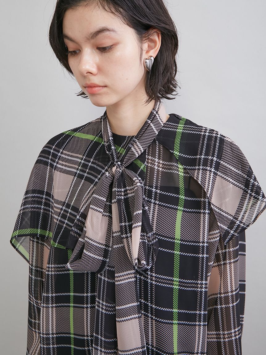 Mila Owen「チェックボウタイブラウス」|シャツ・ブラウス|