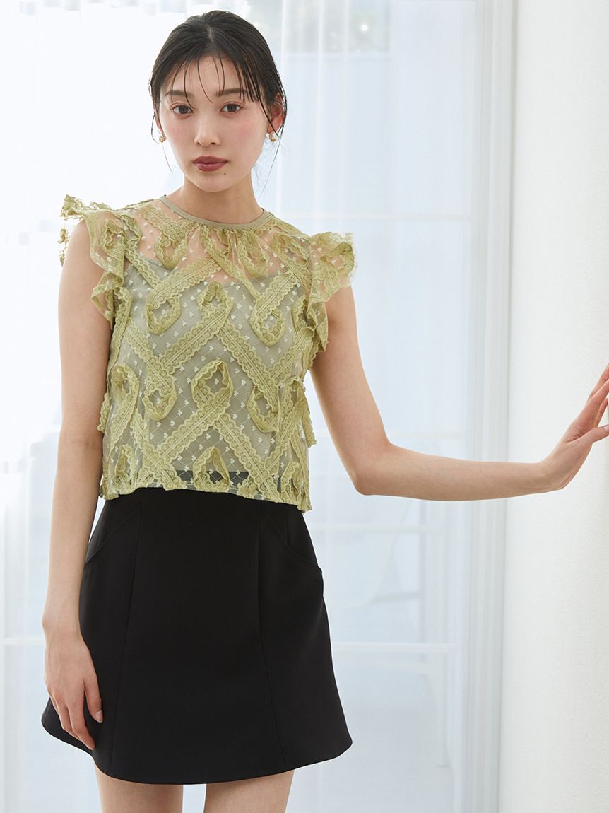 SNIDEL「レースフリルプルオーバー」|Tシャツ・カットソー|