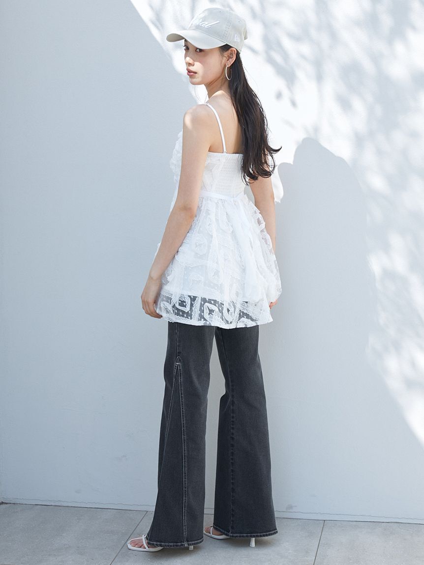 SNIDEL「チュールペプラムブラウス」|シャツ・ブラウス|