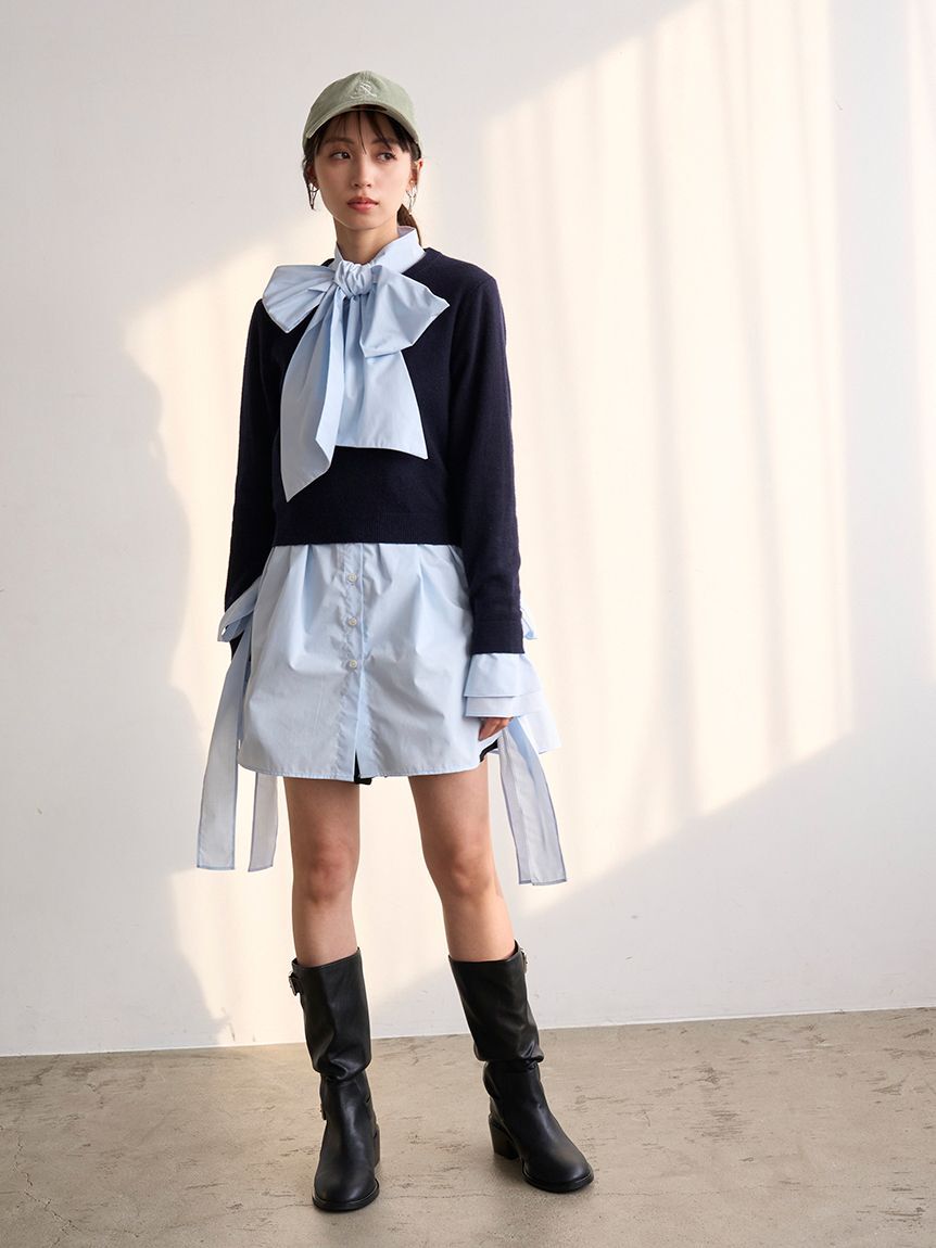 SNIDEL「レイヤードボウタイチュニック」|チュニック|