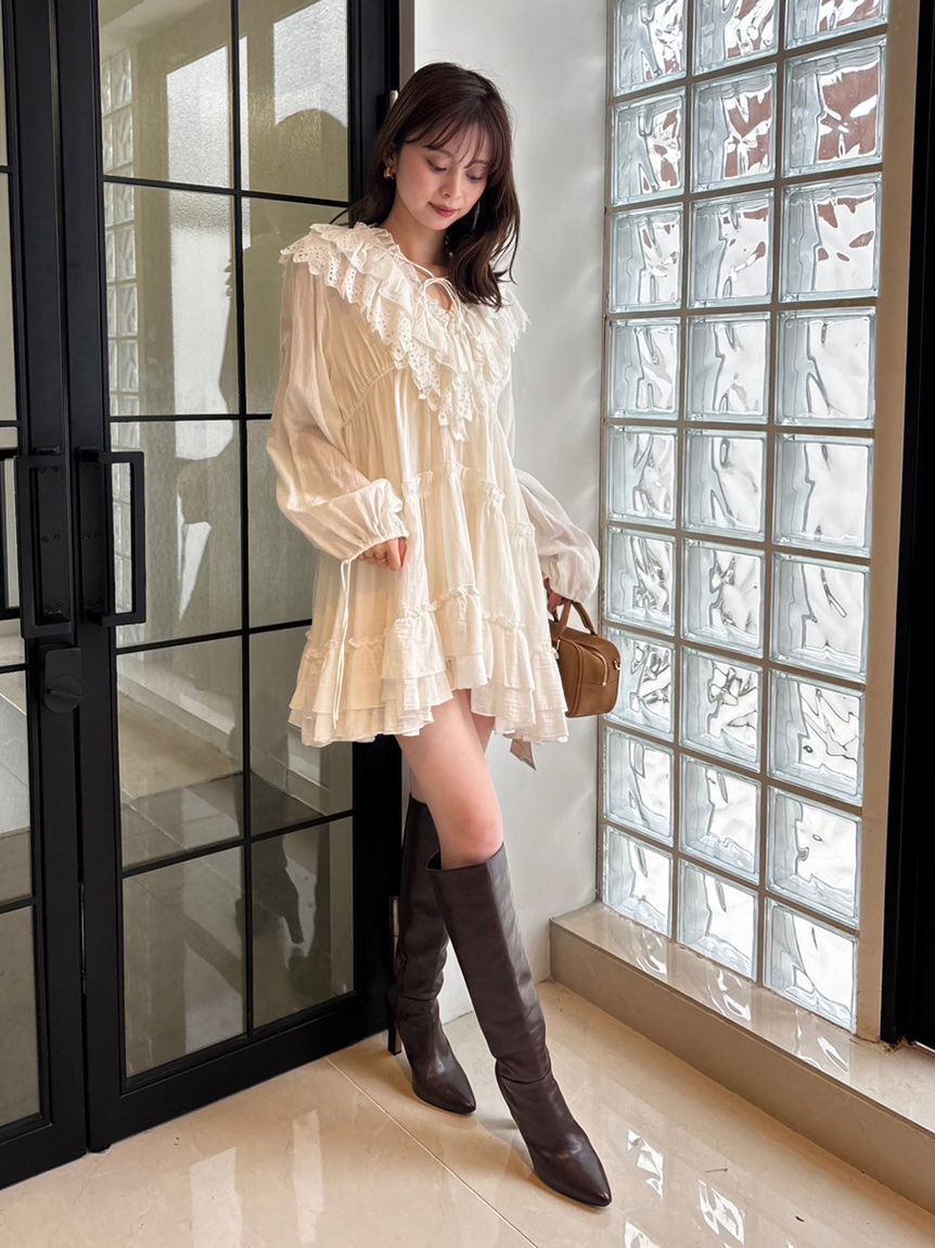 SNIDEL「コットンレースBOHOチュニック」|チュニック|