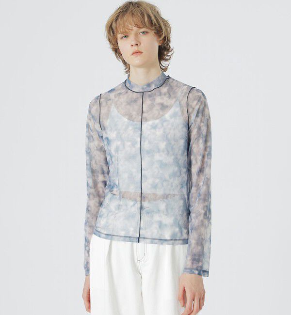  「マーブルプリントシアートップス」|Tシャツ・カットソー|ネイビー