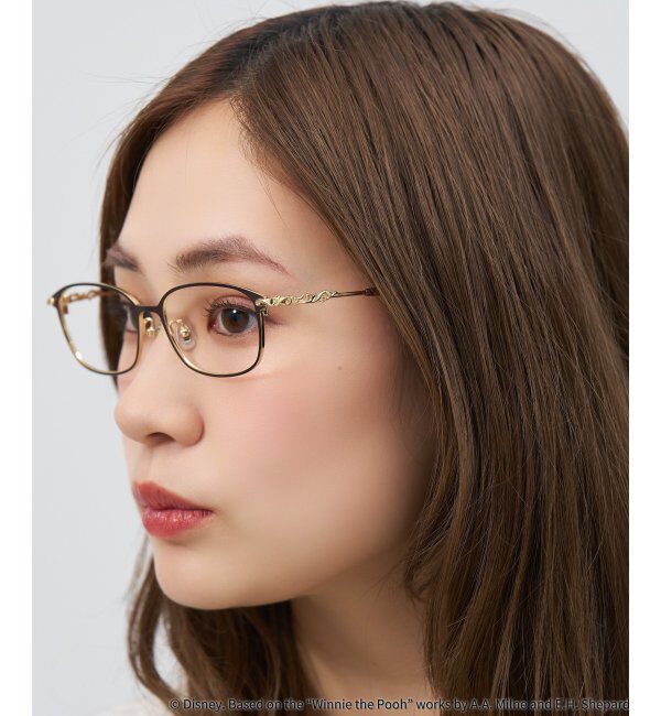  「 ウェリントン型 メガネ | 軽量、眼鏡、くまのプーさん Zoff  レンズ交換券付 レンズ交換券付」|メガネ|薄ブラウン1