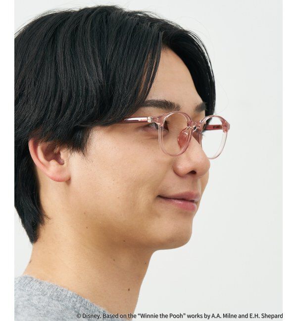  「 ボストン型 メガネ | 軽量、伊達めがね、読書、くまのプーさん Zoff  レンズ交換券付 レンズ交換券付」|メガネ|