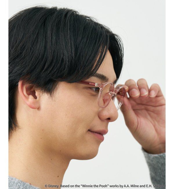  「 ボストン型 メガネ | 軽量、伊達めがね、読書、くまのプーさん Zoff  レンズ交換券付 レンズ交換券付」|メガネ|