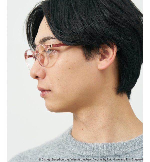  「 ボストン型 メガネ | 軽量、伊達めがね、読書、くまのプーさん Zoff  レンズ交換券付 レンズ交換券付」|メガネ|