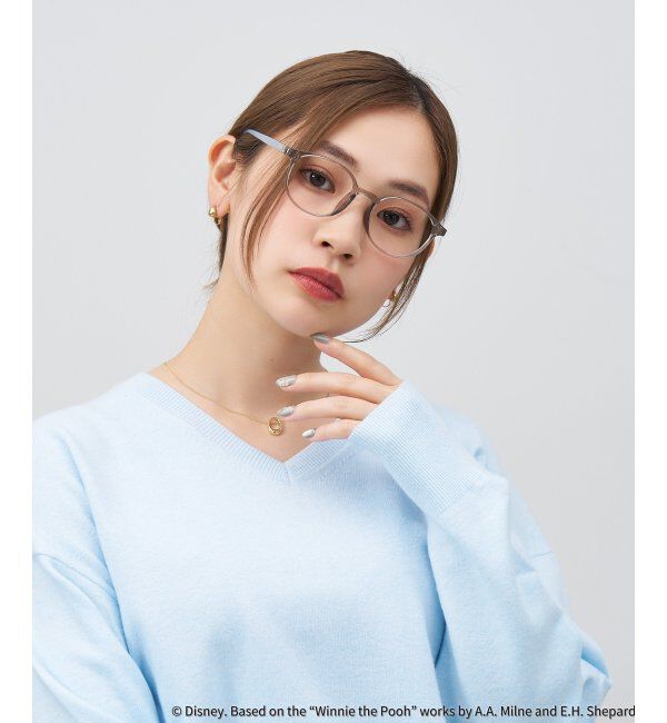  「 ボストン型 メガネ | 軽量、伊達めがね、読書、くまのプーさん Zoff  レンズ交換券付 レンズ交換券付」|メガネ|