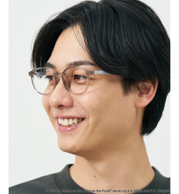  「 ボストン型 メガネ | 軽量、伊達めがね、読書、くまのプーさん Zoff  レンズ交換券付 レンズ交換券付」|メガネ|