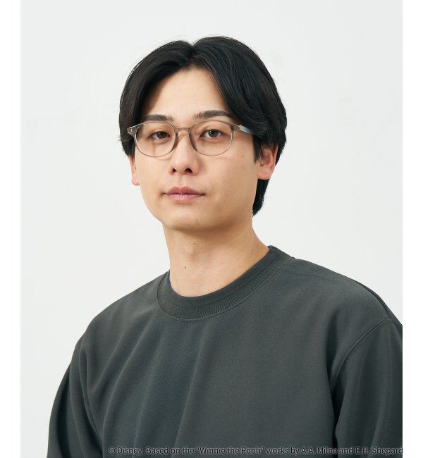  「 ボストン型 メガネ | 軽量、伊達めがね、読書、くまのプーさん Zoff  レンズ交換券付 レンズ交換券付」|メガネ|