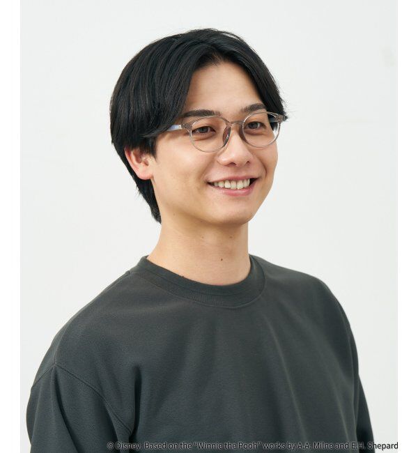  「 ボストン型 メガネ | 軽量、伊達めがね、読書、くまのプーさん Zoff  レンズ交換券付 レンズ交換券付」|メガネ|